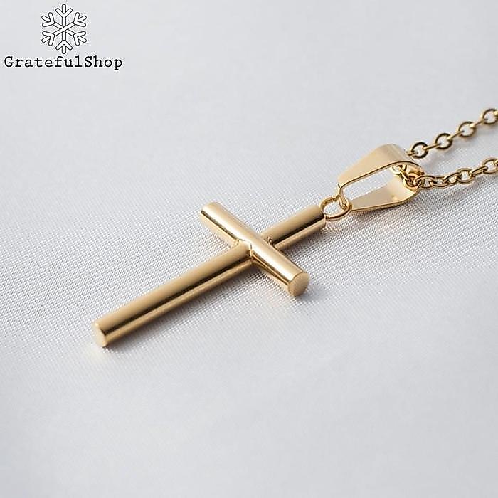 DISKON Kalung Salib Gold Pipe (Cross necklace Stainless Steel) (ANTI KARAT) (FREE POUCH) jewellery