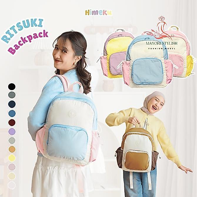 himeku ritsuki medium backpack - tas sedang - ransel crinkle pria wanita
