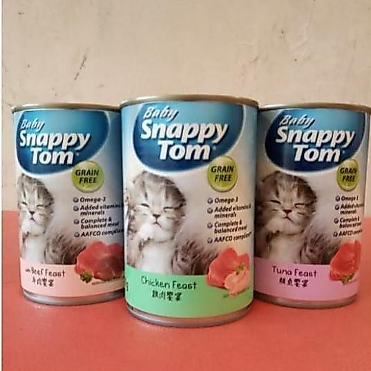 snappy tom baby kitten 400 gr makanan basah kucing kaleng snappy tom