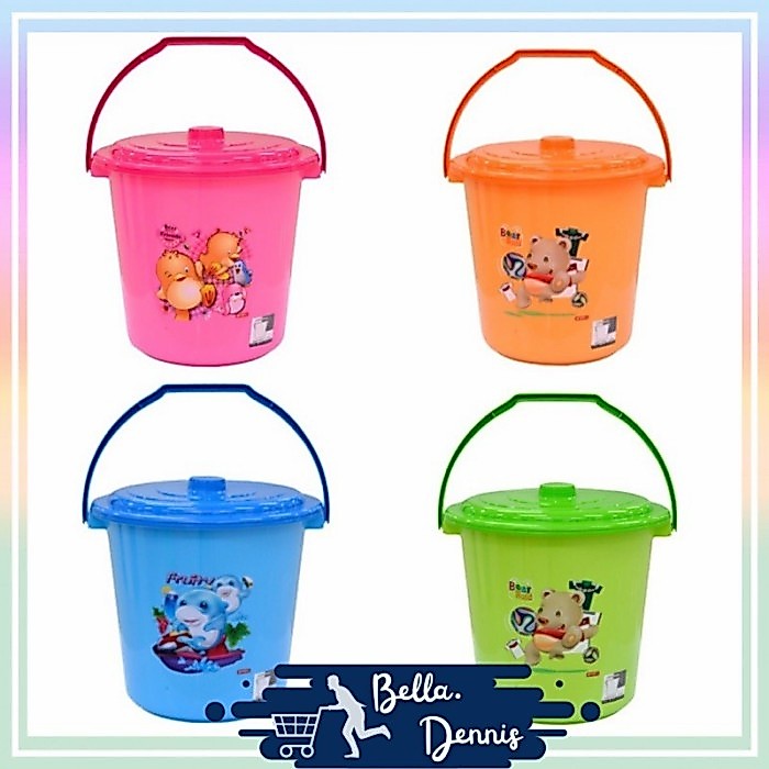 Ember 6 Gallon Lionstar  + Tutup Gagang Plastik Warna Warni Plastik Premium Lion Star Water Bucket T