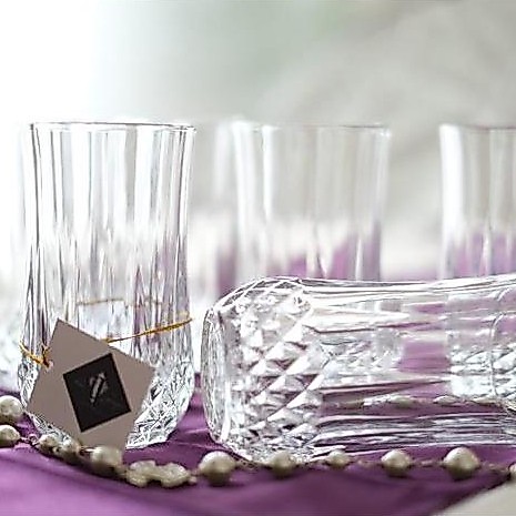 Gelas Kaca / Gelas Mewah / Gelas Kristal / Gelas Pesta Set 6 Gelas