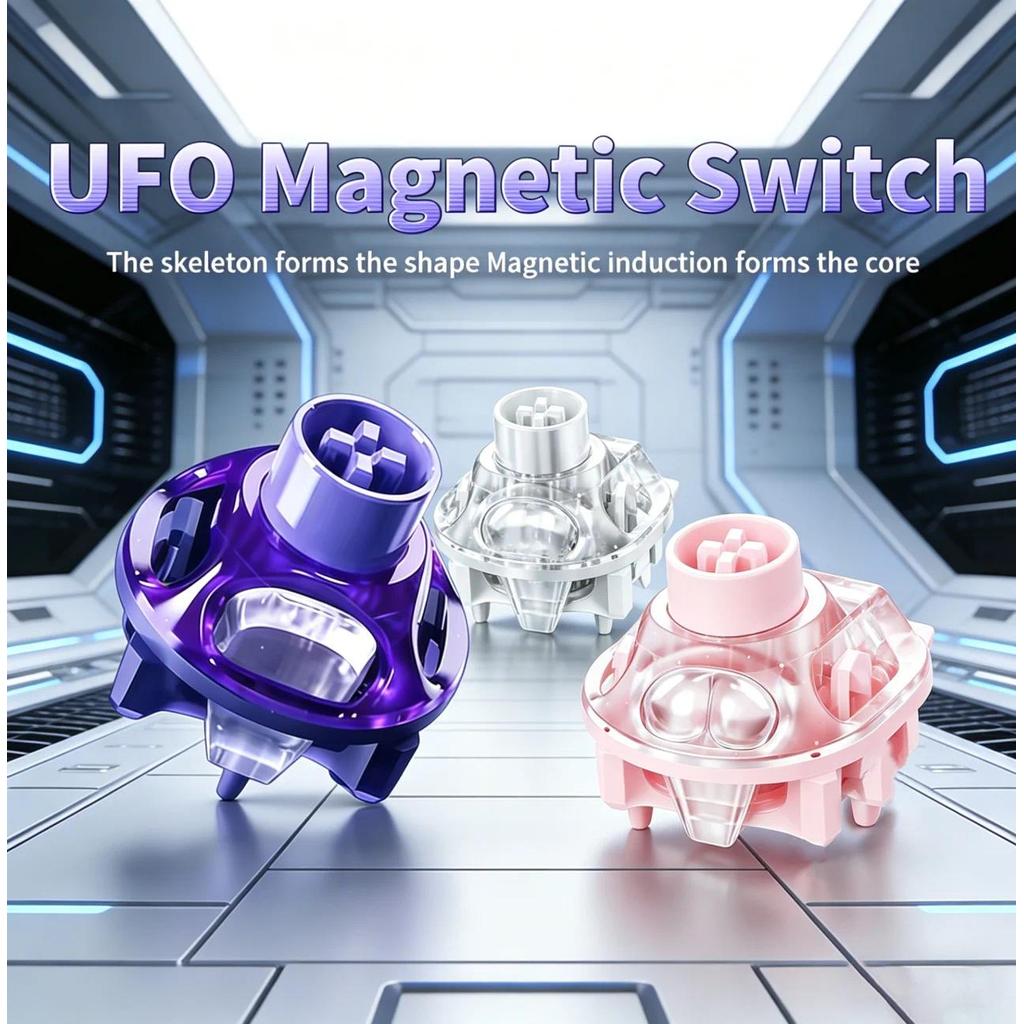 UFO Illusion Purple Silver Pink Mist Linear Magnetic Switches Long Spring Switch for HiFi Typing Sou