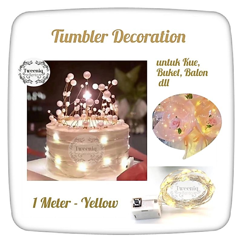 Lampu tumblr led kawat Decoration 0,5 1 meter yellow 50cm cake topper hiasan kue mahar  tumbler hias