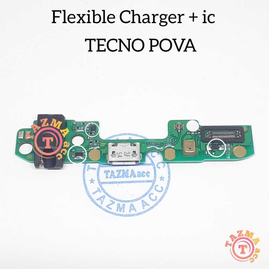 Plus ic + TECNO POVA Ori Flexible Charger + ic Flexible Konektor Cas Charger TECNO POVA