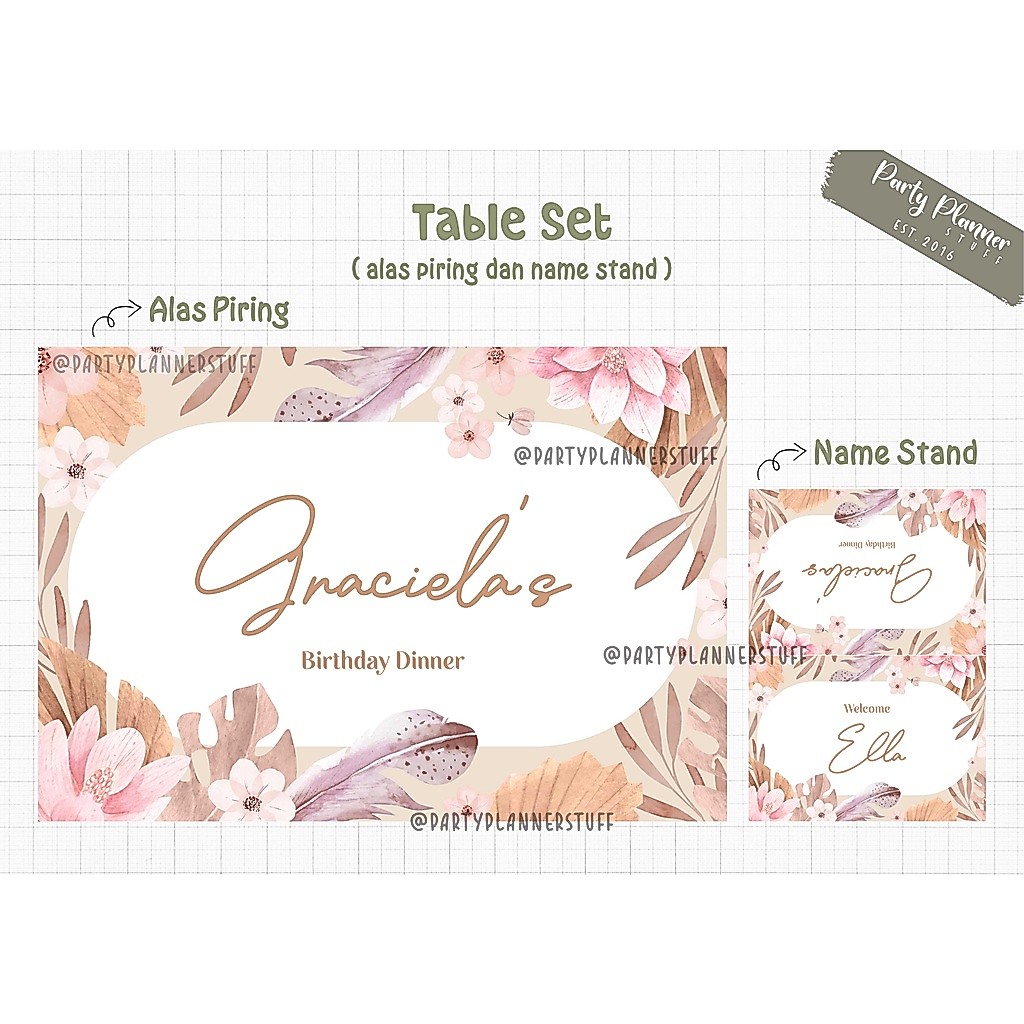Table set dekor birthday / wedding / engagement / sweet seventeen / sweet 17th / dekorasi bridal sho