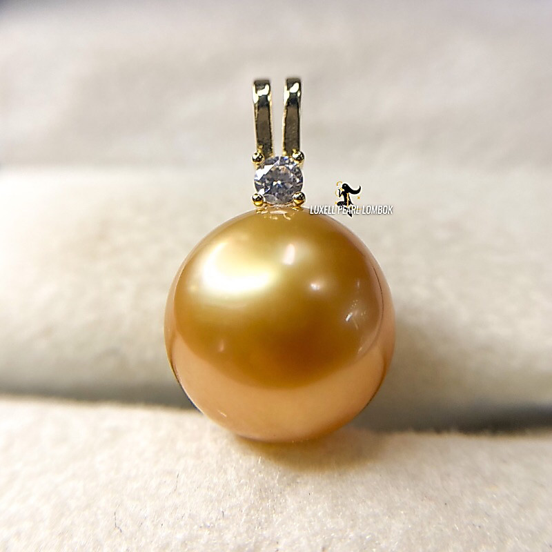 Kalung Mutiara air laut Gold Lapis emas 10K| Mutiara Asli Lombok | Mutiara Hitam Tahiti Mutiara Asli
