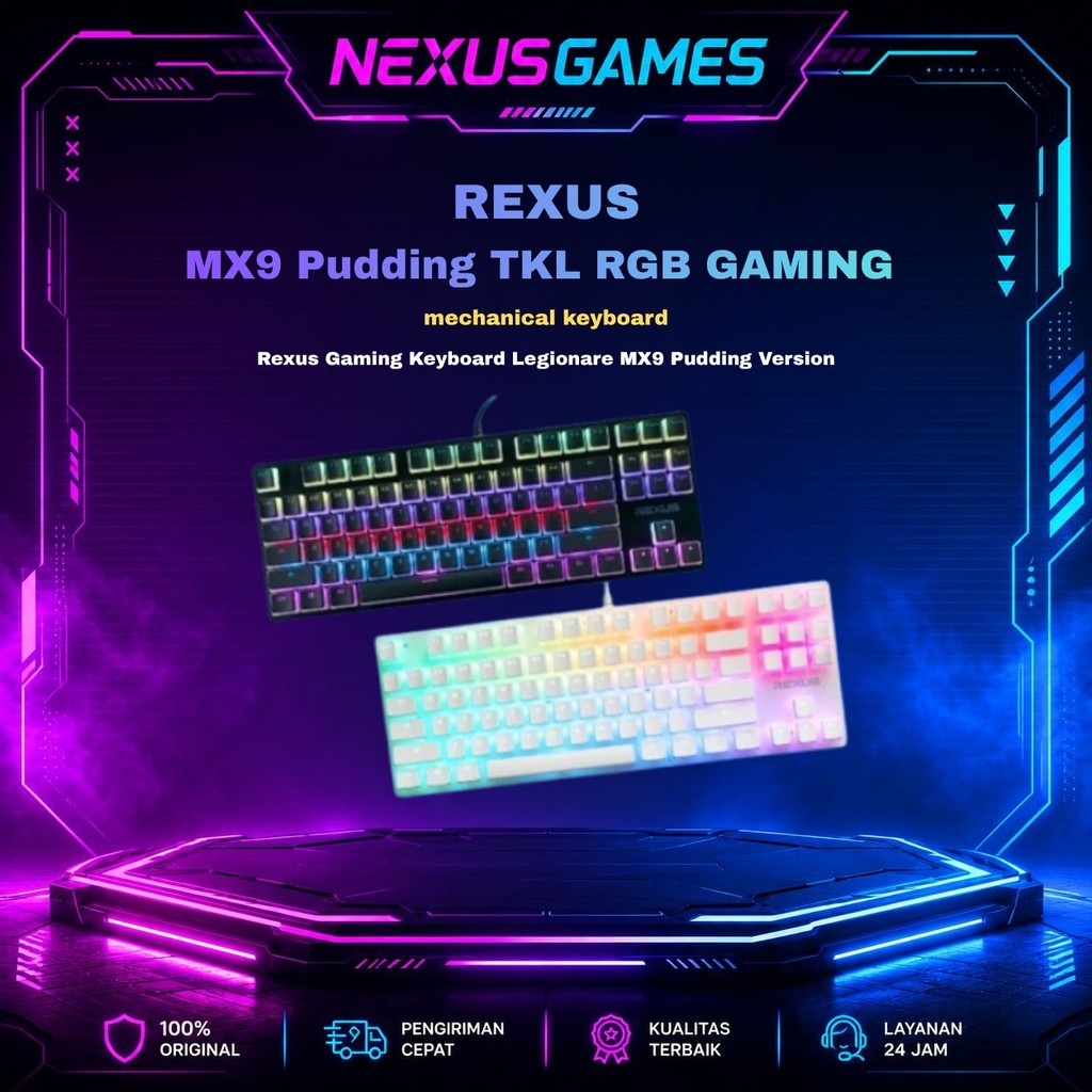 Rexus MX9P / MX9 Pudding TKL RGB Gaming Keyboard