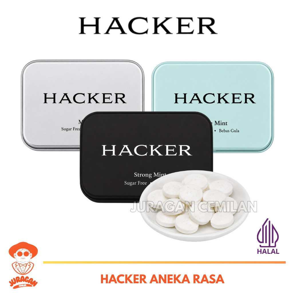Hacker Permen Mint Sugar Free - Bikin Nafas Lebih Segar Halal 16g