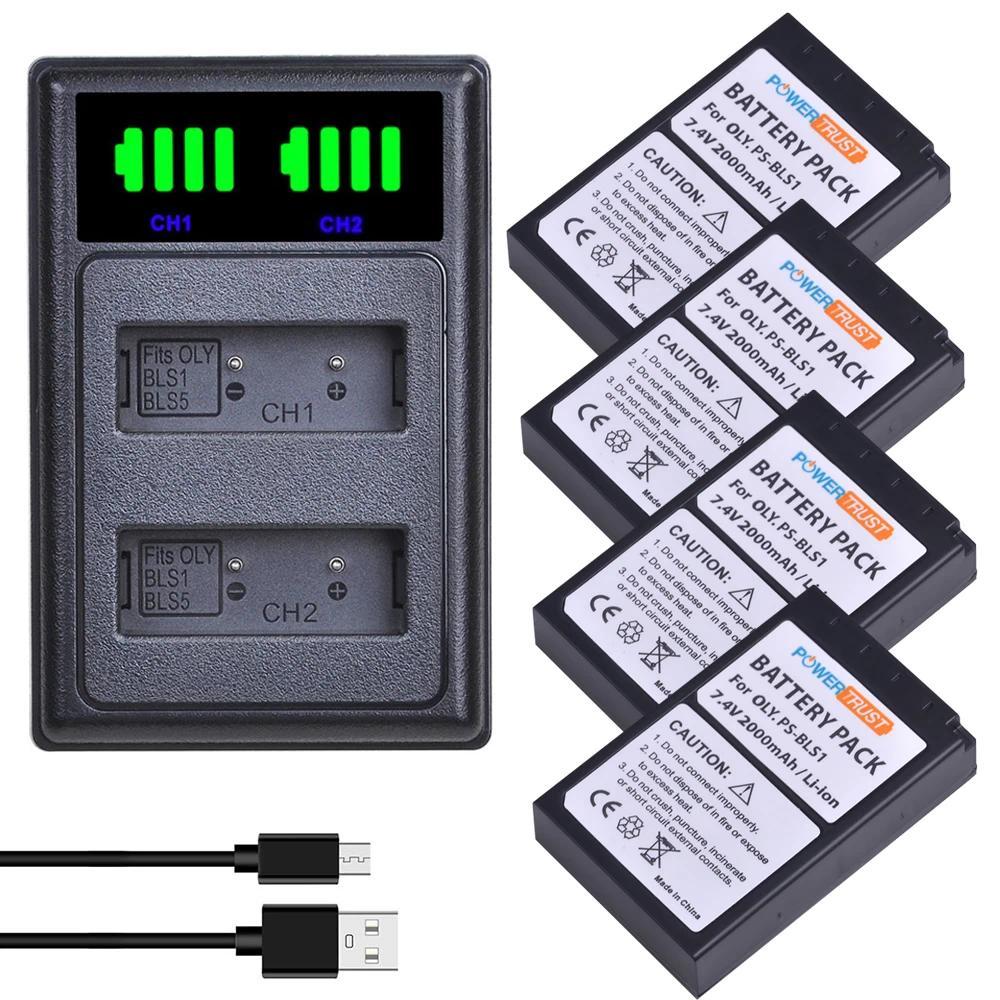 2000mAh BLS-1 BLS1 Battery and Charger for Olympus PS-BLS1 PEN E-PL1 E-PM1 EP3 EPL3 Evolt E-420 E-62