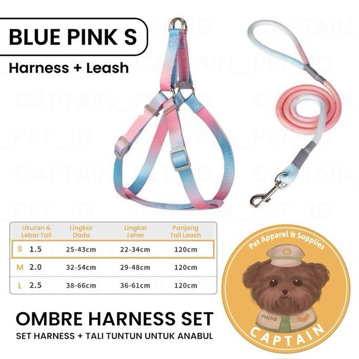 [QQ] DOG HARNESS SET OMBRE TWO TONE LEASH KALUNG TALI TUNTUN ANJING ROMPI HEWAN PELIHARAAN BICHON PO