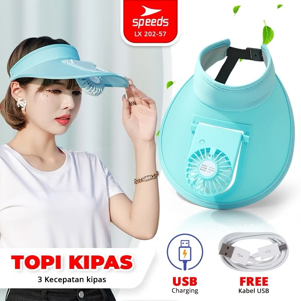 Topi Kipas Outdoor SPEEDS - Topi Pantai Berkipas Portable USB  Anti Panas / Anti UV 202-57