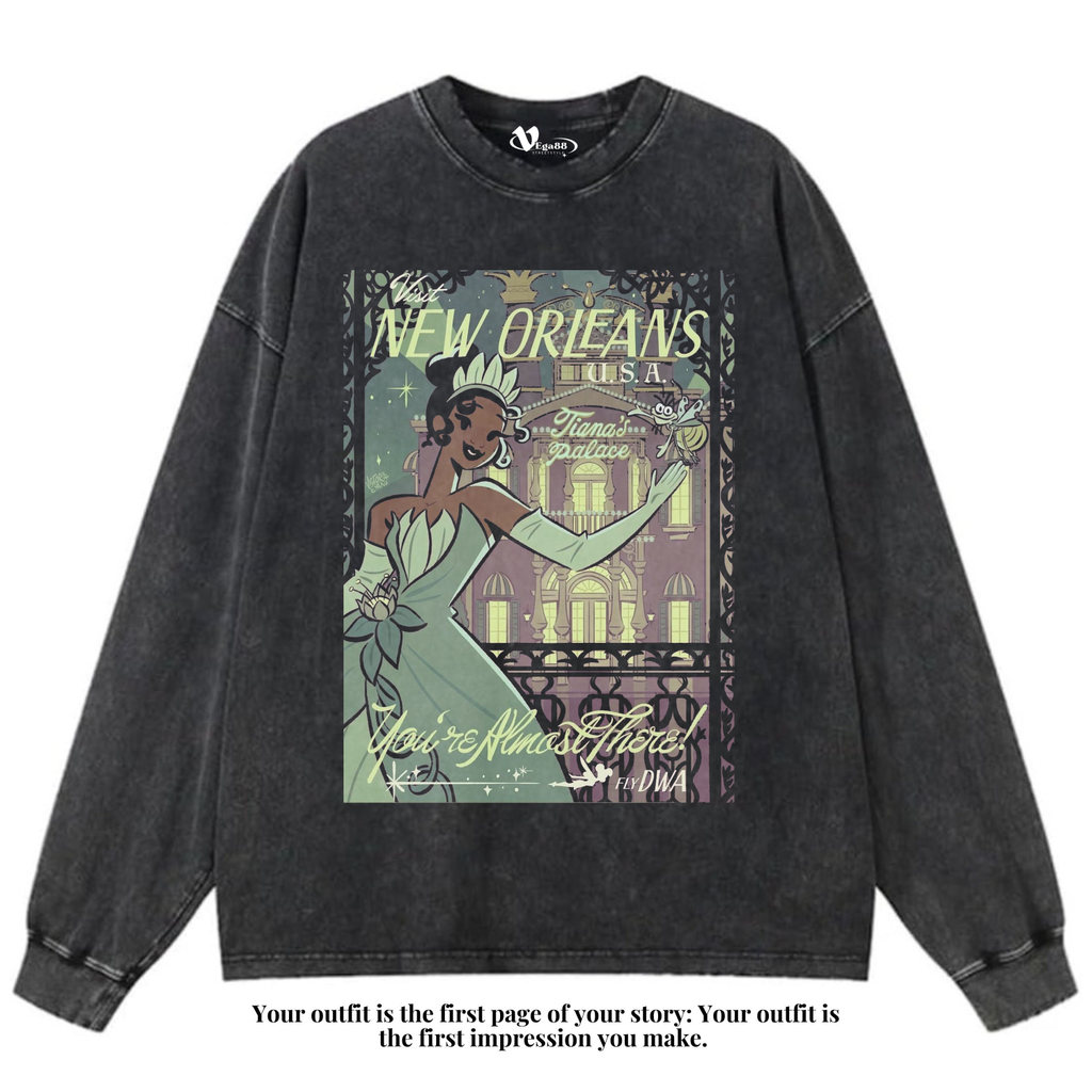 VEGA88 *disney princess Tiana palace* Kaos oversize longsleeve | t-shirt oversized | kaos washed | w