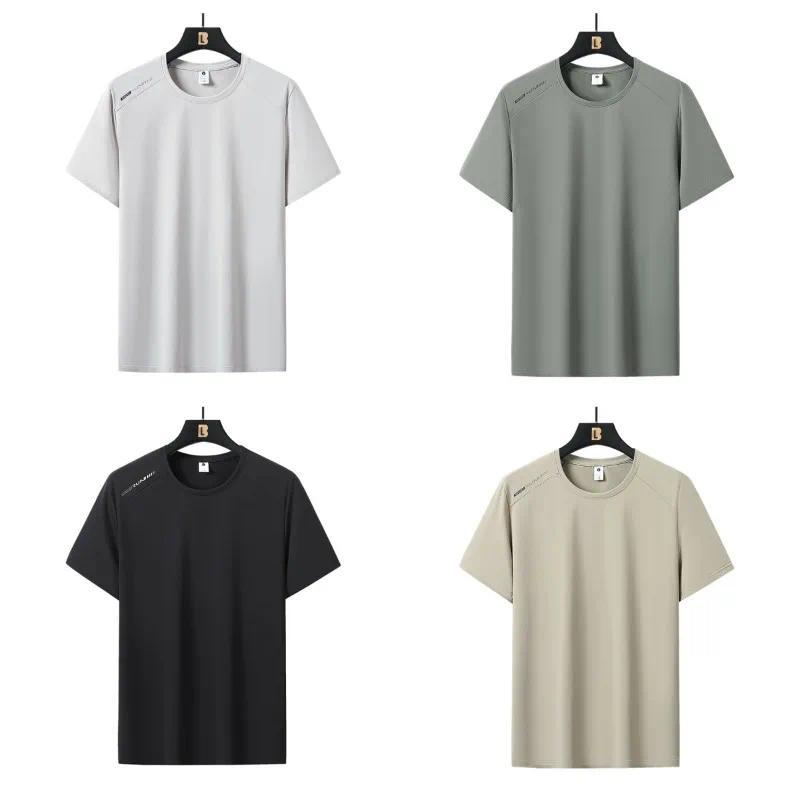 Summer Outdoor Tennis Training Quick Drying Ice Silk Tshirt for Men Moisture Absorbing Breathable Ca