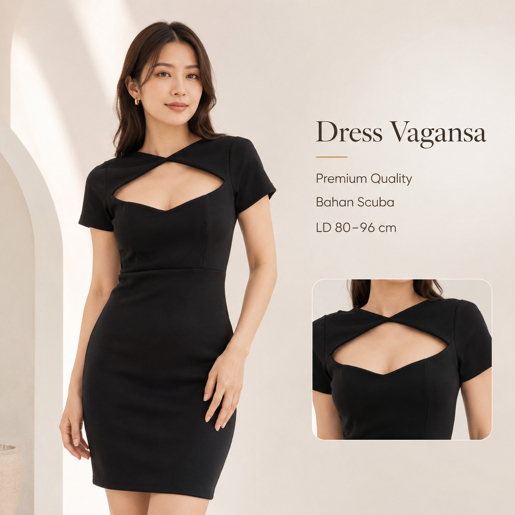 Dress Dada Bolong Sexy LC Karaoke Wanita IMPORT bahan Scuba Stretch Premium 1910 - EC64