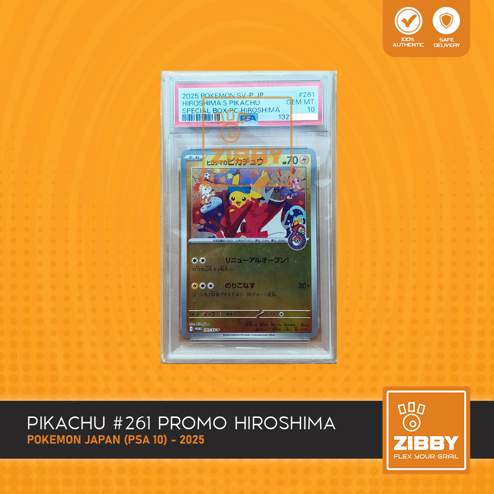 POKEMON Pikachu #261 Hiroshima Pokemon Center Promo 2025 JPN Jepang PSA 10 TCG Kartu Card Graded