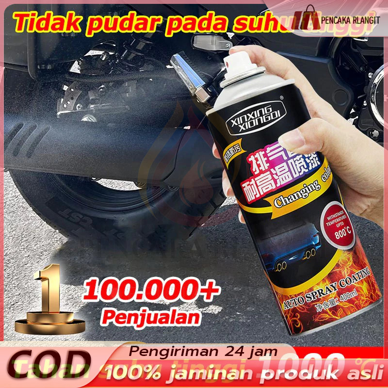 COD Cat Semprot Hi-Temp 450ML Tahan Suhu Tinggi 1000°C Hitam Doff Anti Panas Untuk Knalpot Mesin Kom