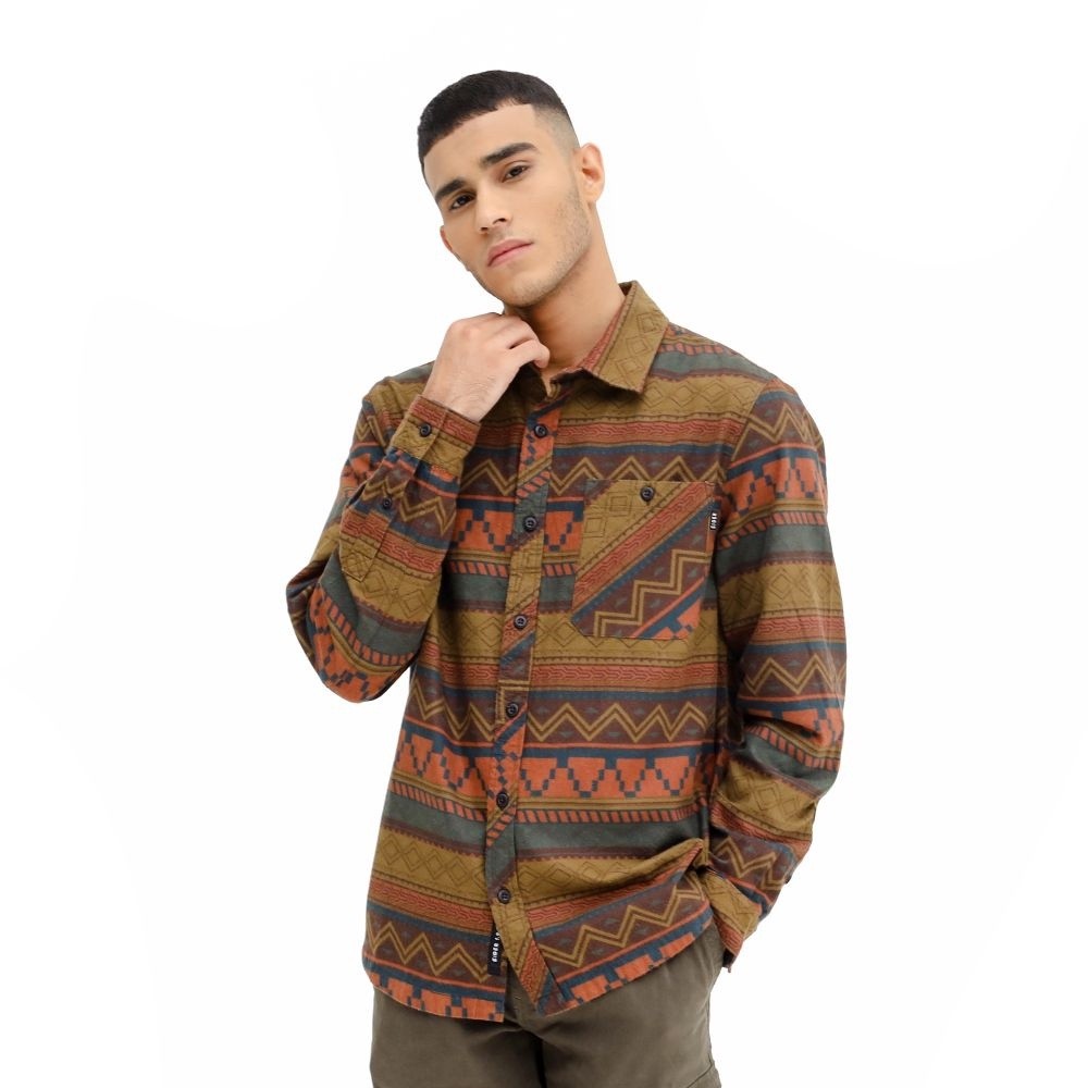 NEW ARIVVAL EG89_Poza Rica Flannel Shirt Katun Tribal Unik