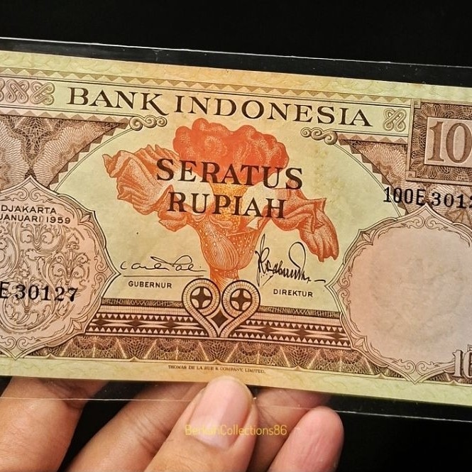 uang 100 rupiah seri bunga tahun 1959