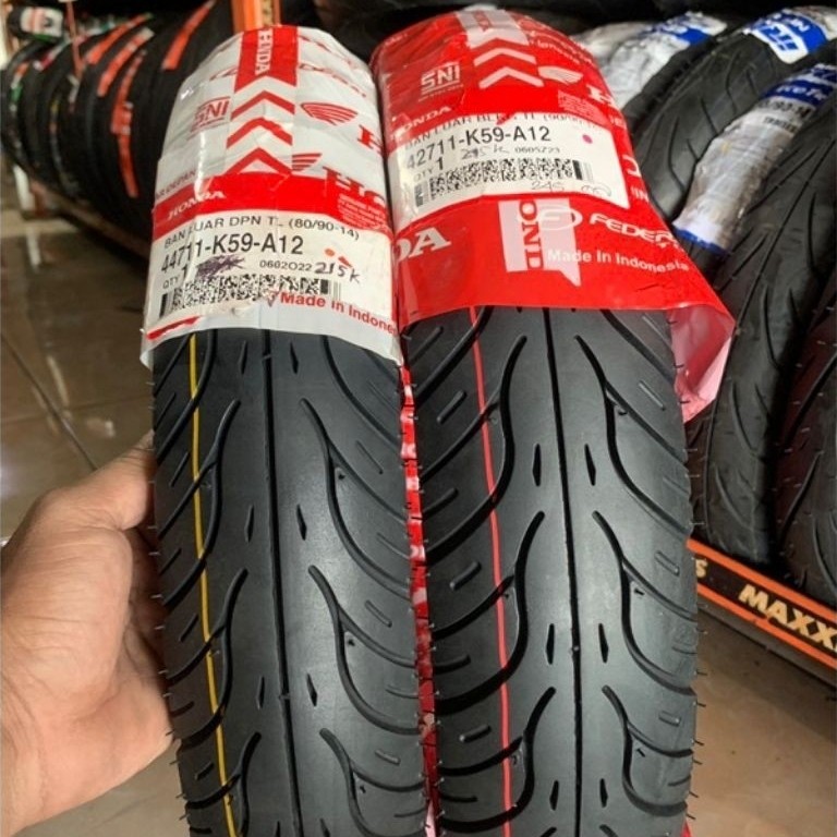 PAKET (80/90-14) (90/90-14) SEPASANG BAN LUAR HONDA FEDERAL FT235 TUBELESS TUBETYPE