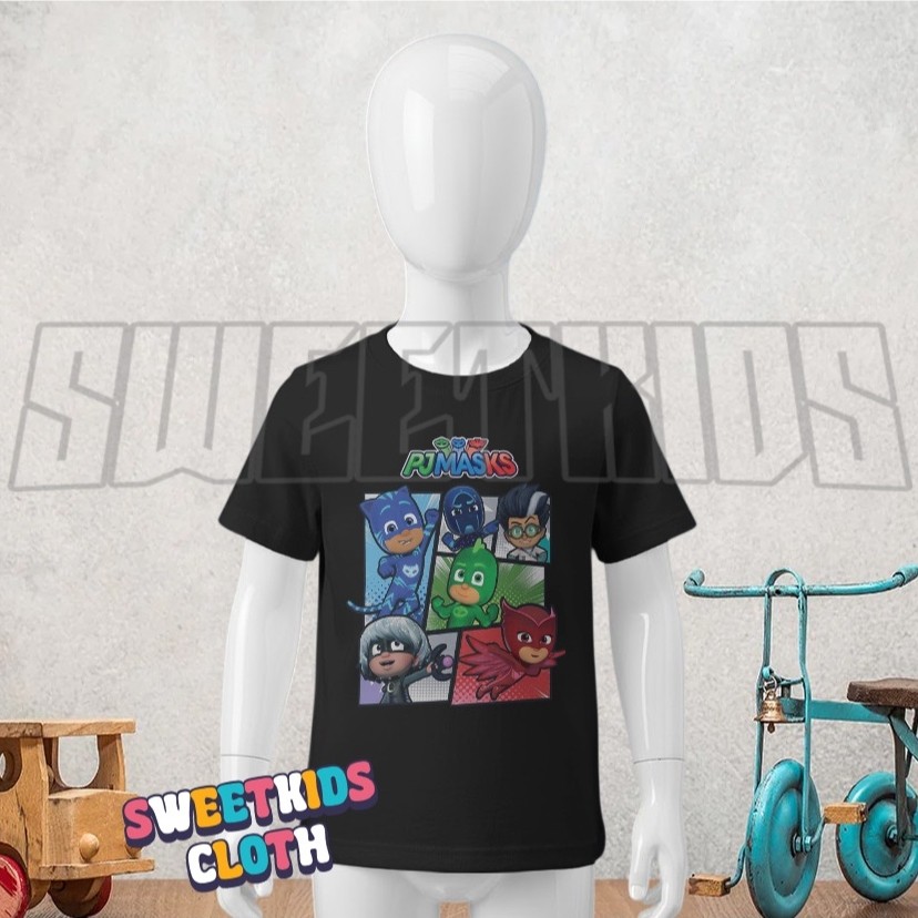 Kaos Anak Pj Masks Superhero / Atasan Baju anak PJ Masks Super Hero Karakter BISA COD