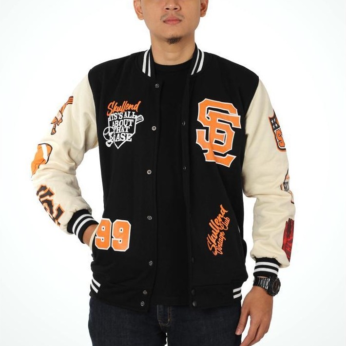 CUCI GUDANG SKULLEND JAKET VARSITY BASEBALL UNISEX JACKET VINTAGE BASEBALL OVERSIZE JUMBO ORIGINAL S