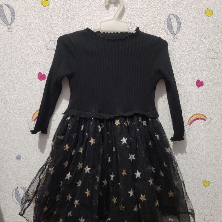 Dress tutu bintang hitam anak 3-4th ( PL)