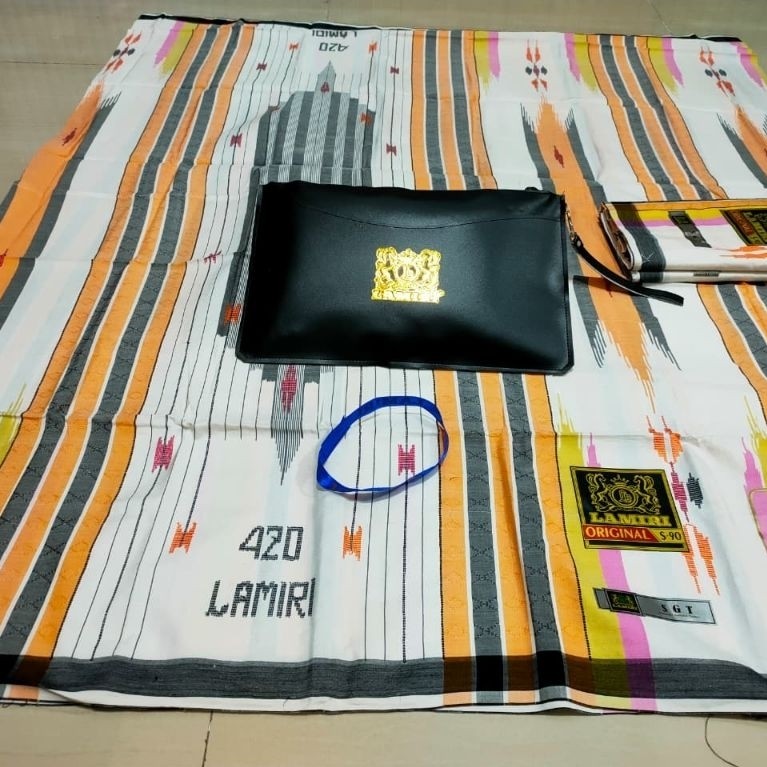 Sarung Lamiri S-90 SGT 420 Original - Motif kembang Full Sutra Sintetis