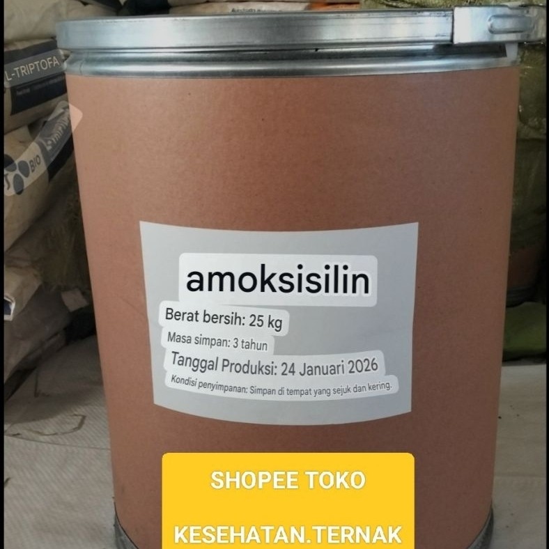 Amoxicillin 99% Bubuk Antibiotik Ternak Ayam Broiler Layer Bebek Burung Sapi Kambing Obat Infeksi CR