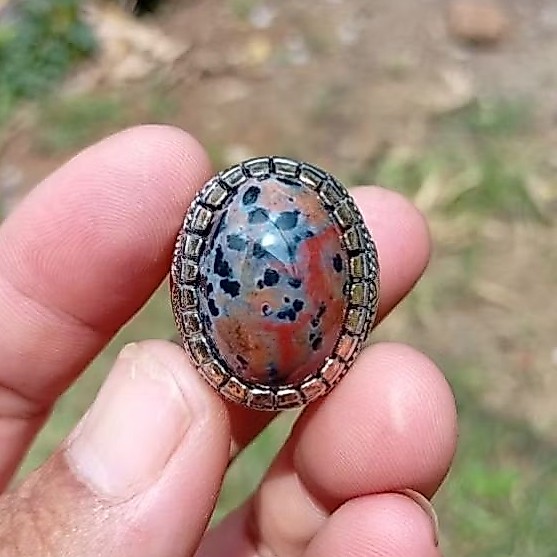 Natural cincin badar besi pancawarna cristal size 8