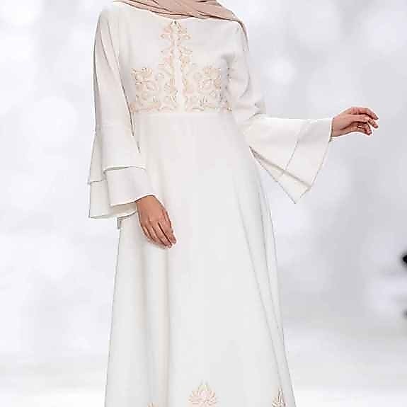 GAMIS PESTA BROKEN WHITE BORDIR LD 90 PB 125 BARU