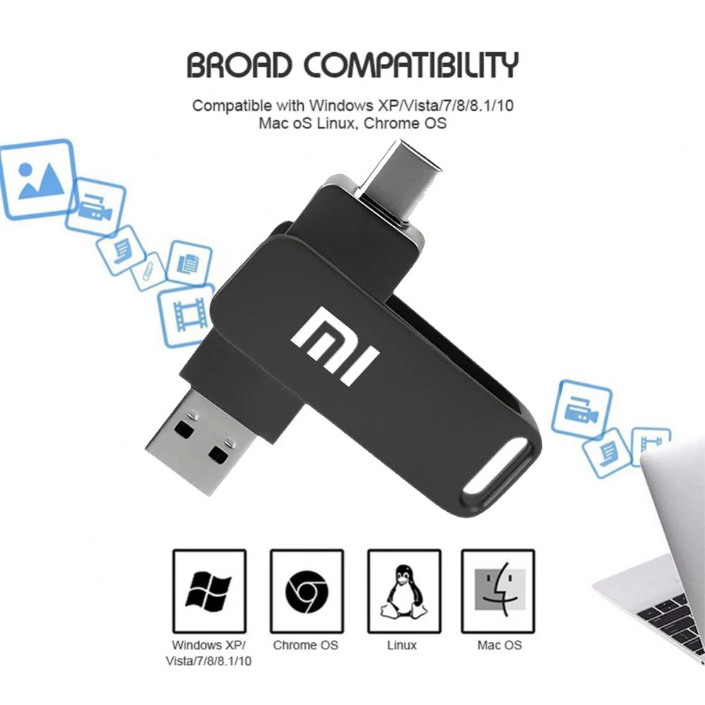 Xiaomi OTG Type-C 2in1 Flashdisk 1TB/2TB Metal High Speed USB 3.0 Flash Drive USB FlashDisk dan PC/L