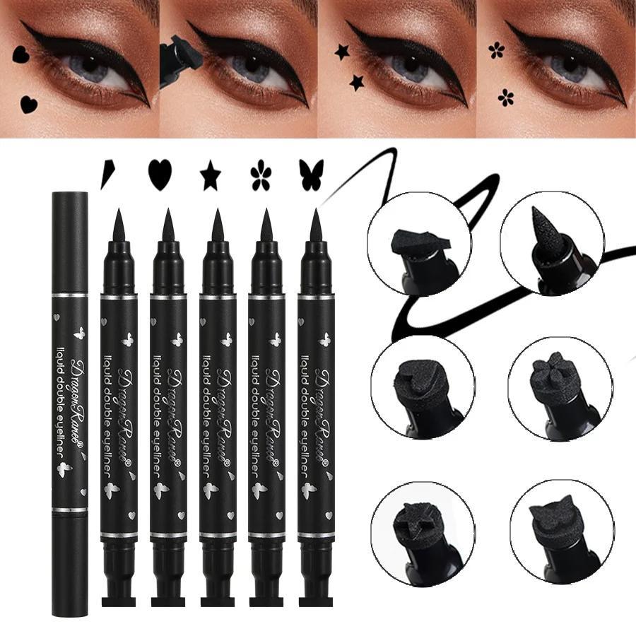 Eyeliner Cap Dua Sisi Tahan Air, Eyeliner Cair Pena Tahan Luntur, Cepat Kering, Tahan Keringat, Tida