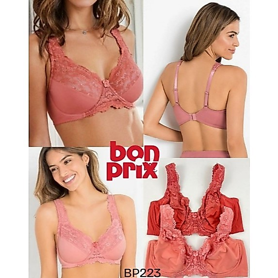 Bra Wanita Jumbo Kawat Tanpa Busa Full Cup Mix Lace BONPRIX Big Size 40C s/d 46E  Beha Non Padded Pa