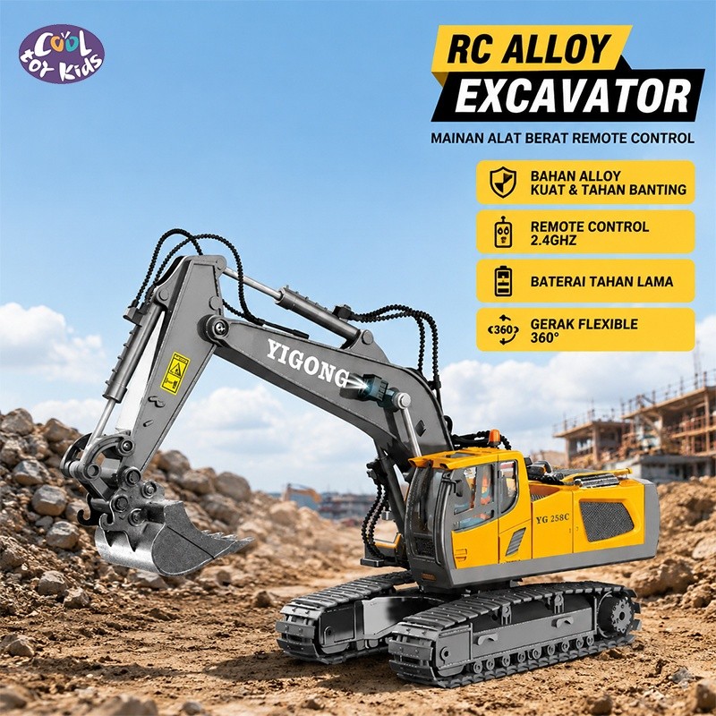 (Neverland-) Cool Toy Kids YIGONG RC Excavator Remote Control 14 Channel RC Excavator Mainan Excavat