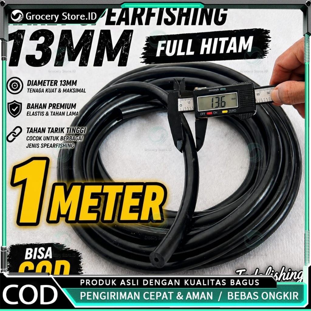 Karet Speargun 13mm Full Hitam Premium Indofishingrubber Spearfishing Spergun Panah Ikan Laut