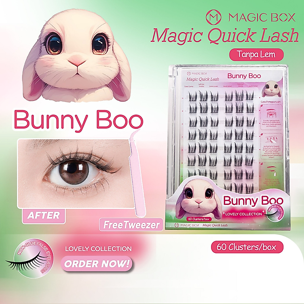 New (2)Magic Box Quick Lash Tanpa Lem Bunny Boo Eyelashes bulu mata palsu kelinci