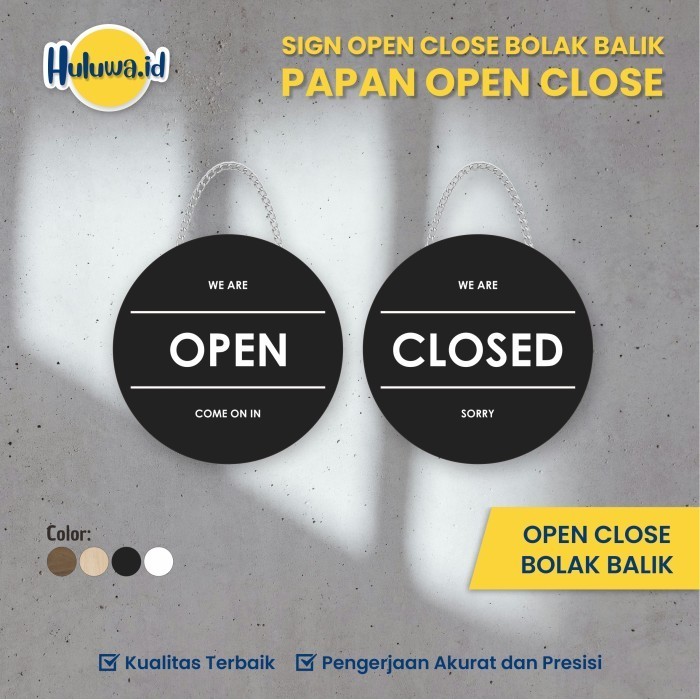 Signage Open Close Bolak Balik / Papan Open Close Kayu / Sign Cafe Board