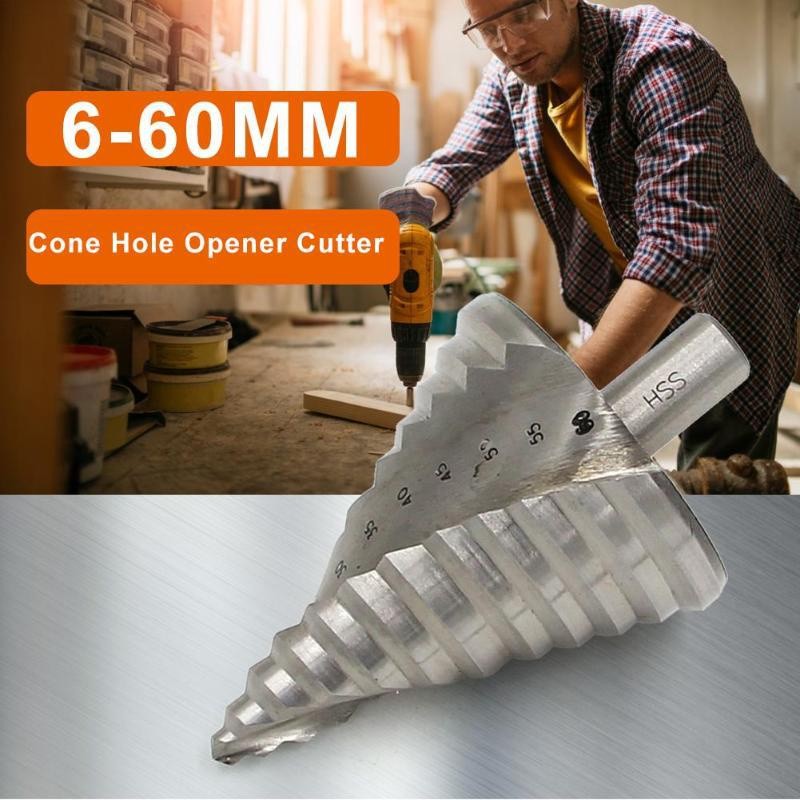 Mata Bor Pagoda 6-60mm / Step Dril Drill Spiral / Kerucut Cone Besi Kayu Plastik