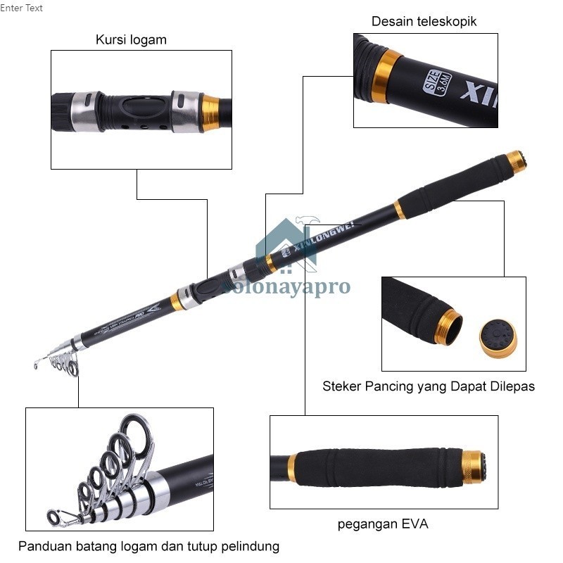 Joran Pancing Carbon Fiber Sea Fishing Rod 2.1M-3.6M/7 Tongkat Stik Pancing 3.6Meter Stick Pancingan