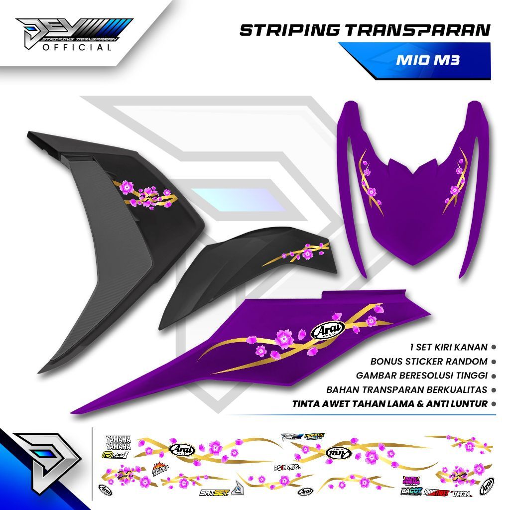 Striping Transparan Mio M3 | Variasi Arai Sakura