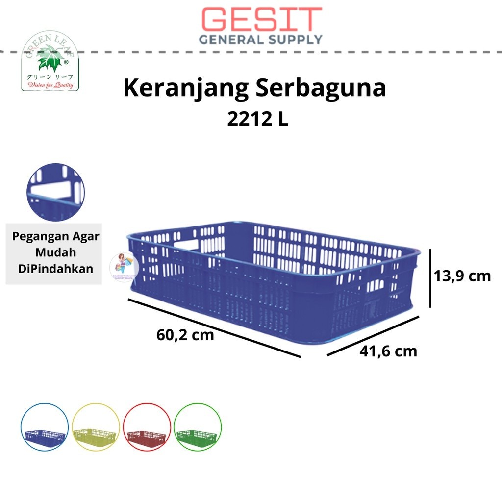 Keranjang Industri Container Box Buah Roti Piring MBG Green Leaf 2212L