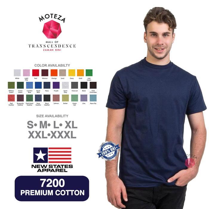 Kaos Polos NSA ( New States Apparel ) 7200 Premium Cotton 24s - PUTIH & WARNA - SIZE S M L XL XXL Da