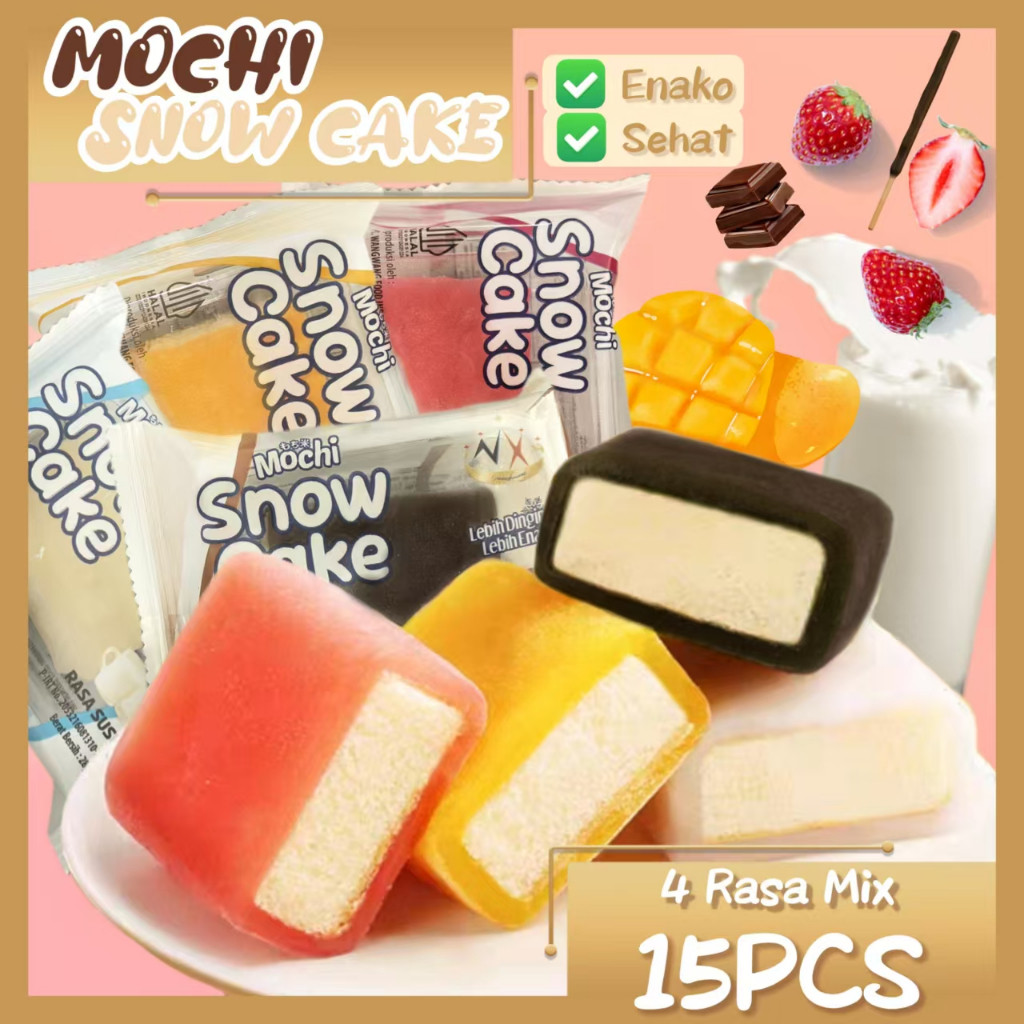 vai HALAL Mochi Snow Cake 4 Rasa MIX 15PCS/ SEGAR Snow Cake /Kue Mochi Nagasaki / Mochi Cake Coklat 