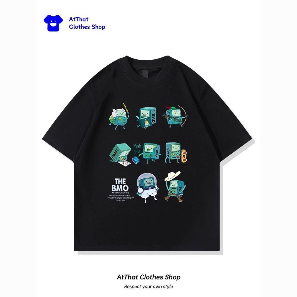 Adventure Living Treasure T-shirt AdventureTime Anime Musim Panas Longgar Pinggiran BMO Siswa Advent