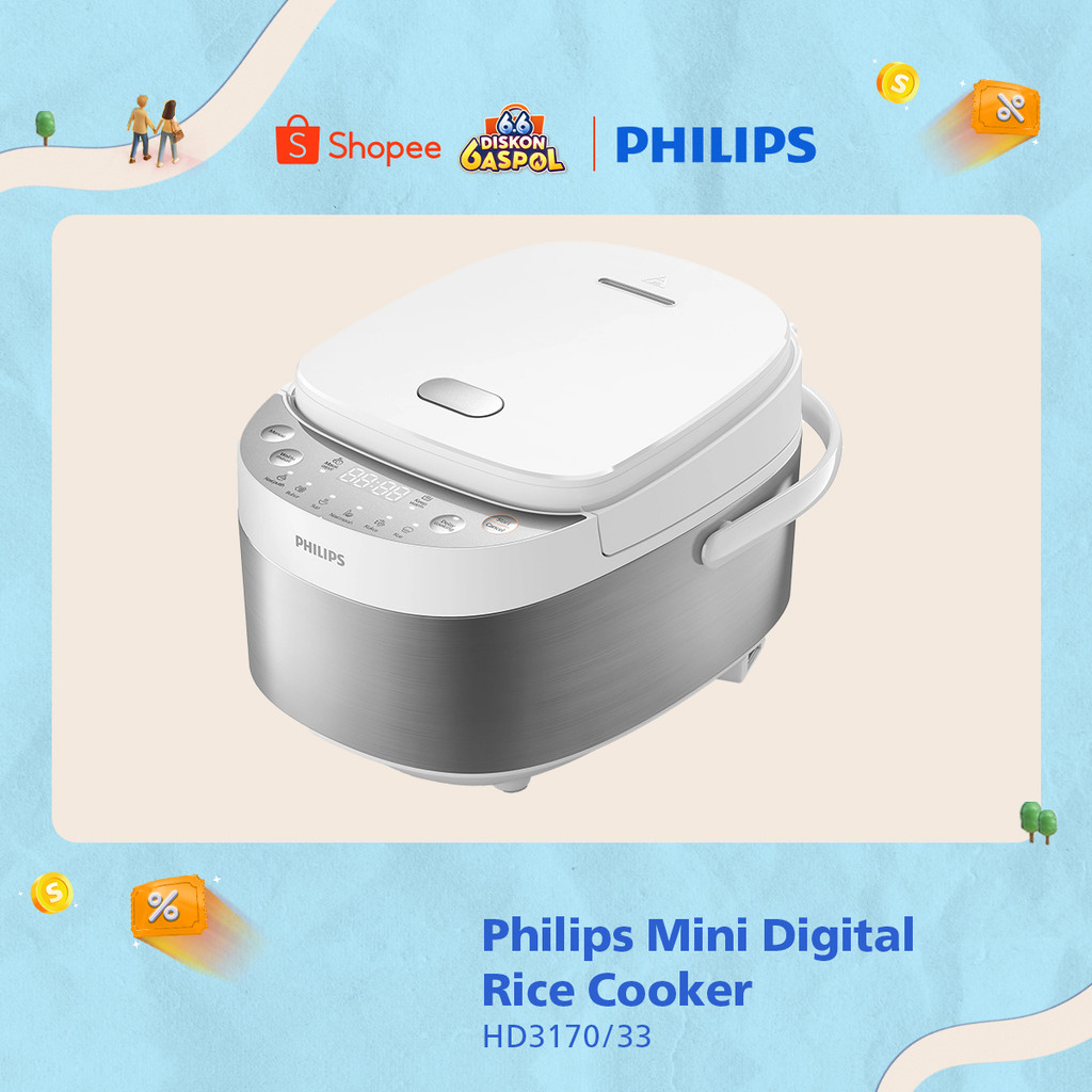 Philips Mini Digital Rice Cooker / Magicom HD3170/33 0.85 L, Penanak Nasi, Inner Pot Anti Lengket - 