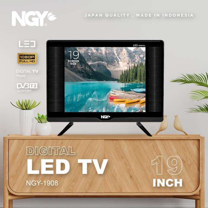 NGY LED TV Digital HD 19 22 in / Televisi HDMI USB | 1908 2208 NAGOYA - 19 inch, Black