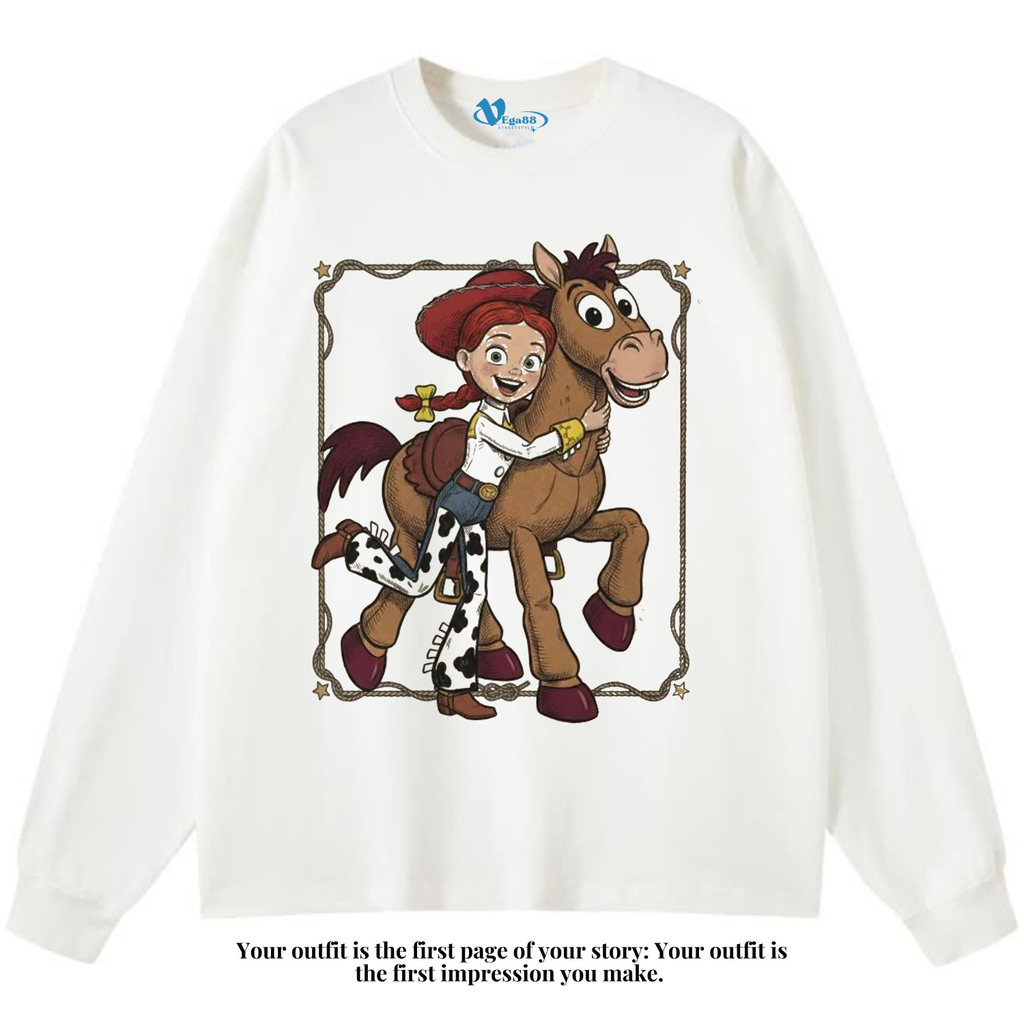 VEGA88 *disney toy story jessie and bullseye* Kaos oversize longsleeve | t-shirt oversized | white t