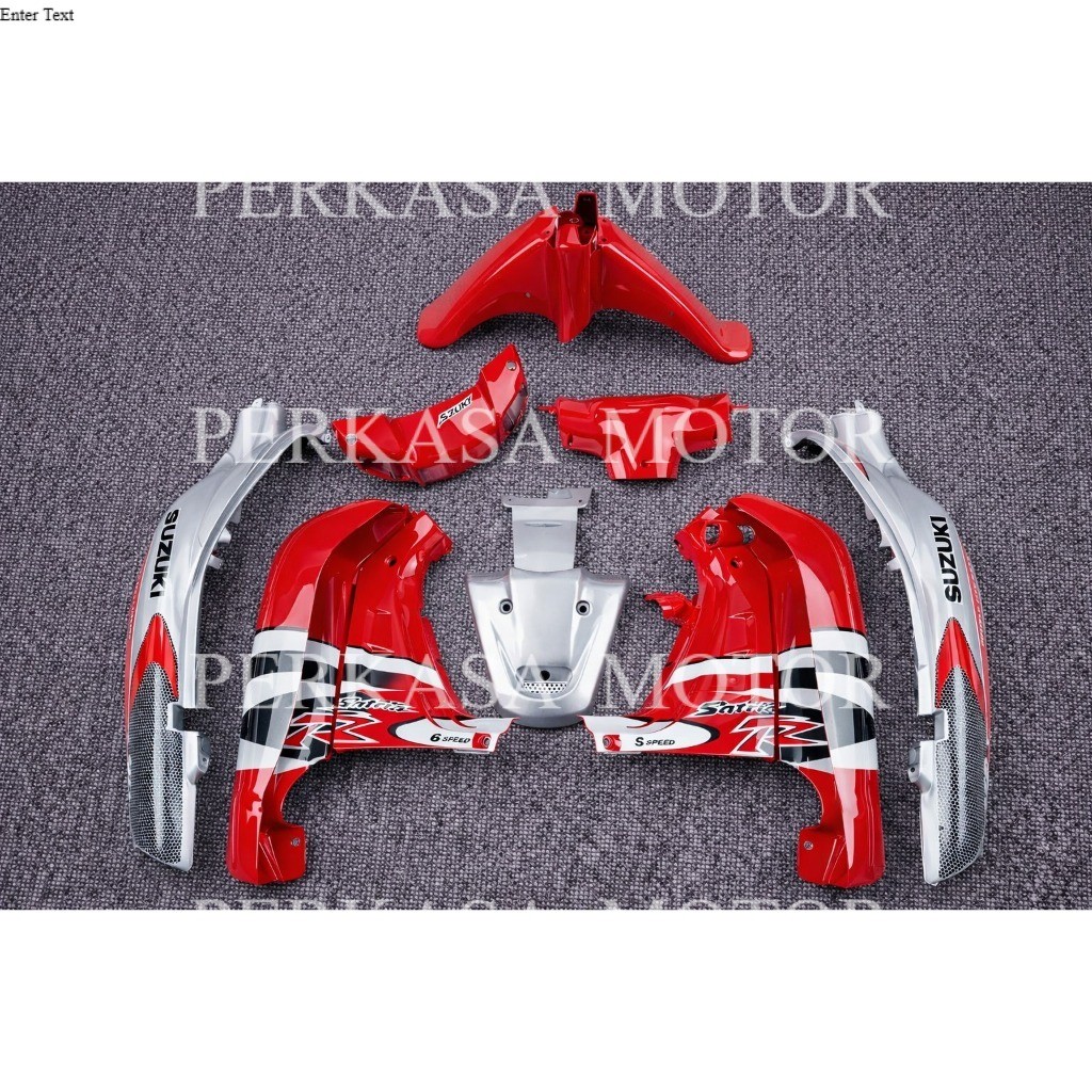 fullset bodi halus  satria lumba set stripping warna merah ferari silver