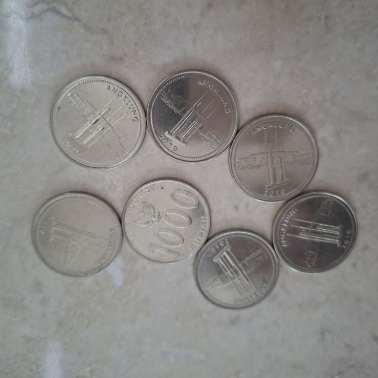 Koin 1000 rupiah gambar angklung edisi 2010 [7pcs] - koin kuno Indonesia/koin perak