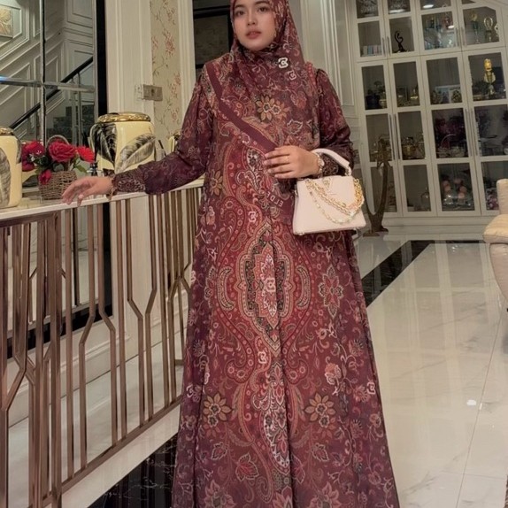 Gamis Hijab voal Printing Batta by Eldeena syari
